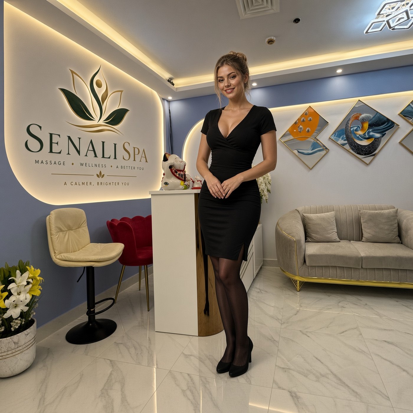 Luxury spa reception at Senali Spa Business Bay